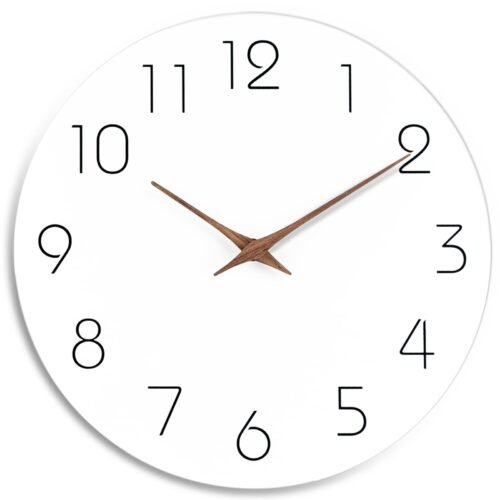 Wall Clock Battery Operated 8 Inch White Silent Non Ticking Simple Minimalist...