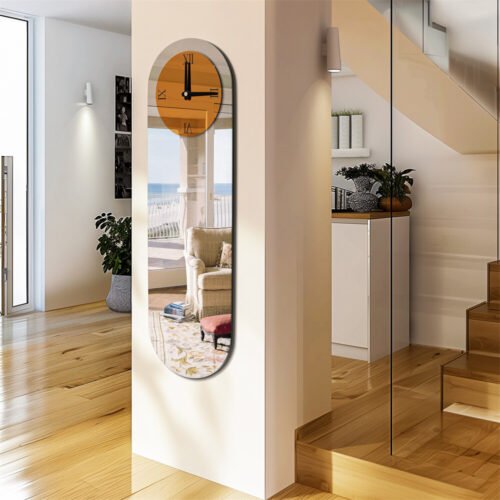 Wall Clock Battery Operated Modern Mirror Clock Silent Glass Decorative Clock XL