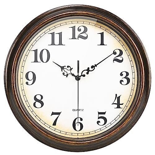 Wall Clock Battery Operated Silent Non-Ticking Vintage Wall 12 Inch Bronze