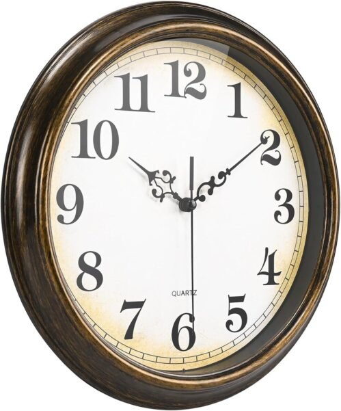 Wall Clock Battery Operated Silent Non-Ticking Vintage Wall Clocks for Kitchen,