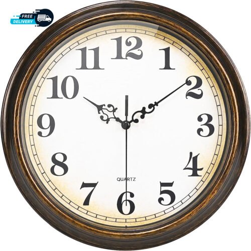 Wall Clock Battery Operated Silent Non-Ticking Vintage Wall Clocks for Kitchen