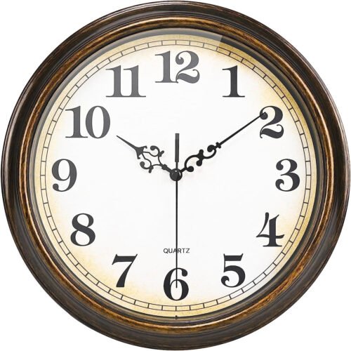 Wall Clock Battery Operated Silent Non-Ticking Vintage Wall Clocks for Kitchen