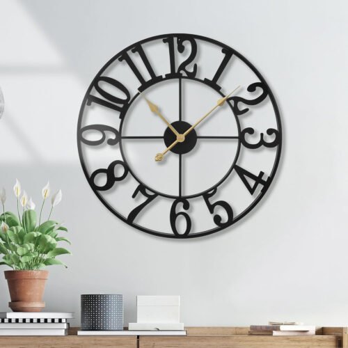 Wall Clock Battery Operated,Silent Non Ticking Modern Rustic Metal Small Clocks