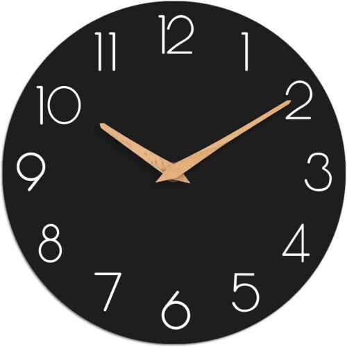 Wall Clock, Black Silent Non-Ticking, Decorative Battery Operated Wall Clocks
