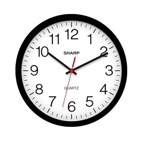 Wall Clock – Black, Silent Non Ticking 12 Inch Quality Quartz Battery Operate...
