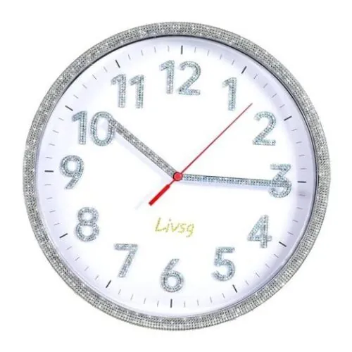 Wall Clock Bling Crystal Diamond 3D Colorful Rhinestone Numbers Battery