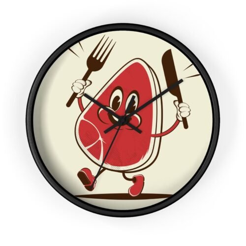 Wall clock Cartoon Steak Funny