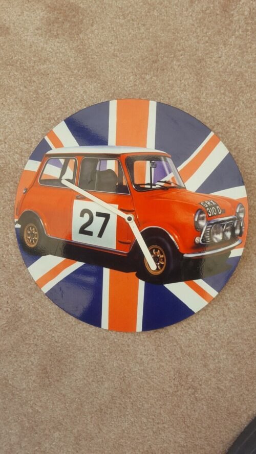 WALL CLOCK CLASSIC RED MINI COOPER UNION JACK