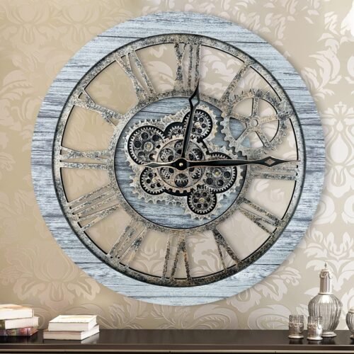 Wall Clock, Clocks for Living Room Decor 20 Inch Big Moving Gears Clock Farmh...