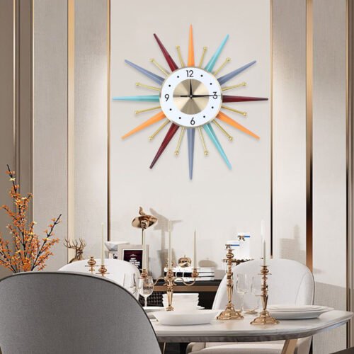 Wall Clock Colorful Mid Century Festivel Art Decor For Home Bedroom Living Room