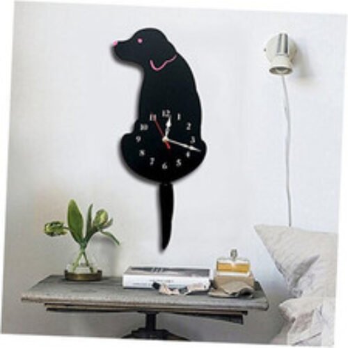 Wall Clock Creative Dog Acrylic Wall Clock with Swing Tail Pendulum for