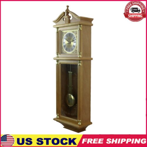 Wall Clock Decoration Retro Antique Roman Numerals Pendulum 34.5'' Indoor Home