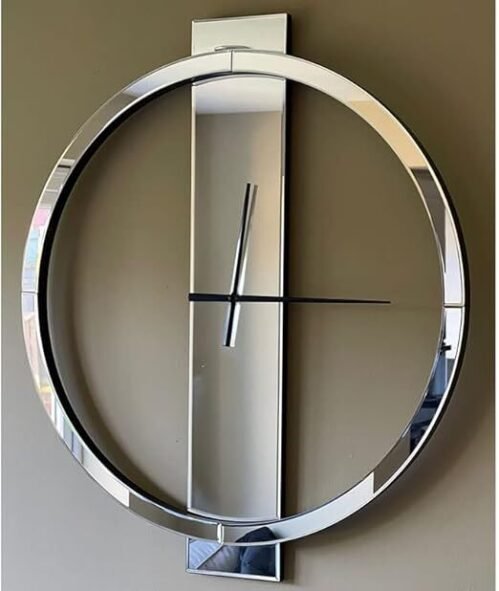Wall Clock Decorative Large Clock Living Room Decor -All Mirror Glass Finish.