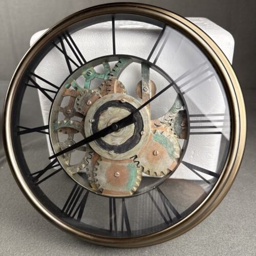 Wall Clock Decorative Steampunk Clock Big Faux Gears 11.5" Tested Works