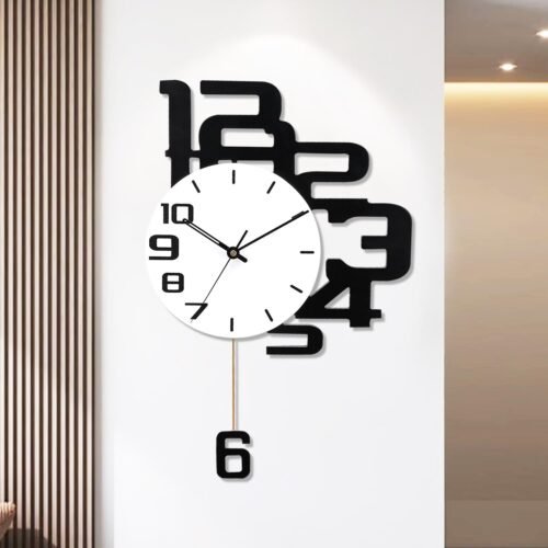 Wall Clock,Decorative Wall Clocks with Pendulum Battery Operated for Bedroom ...