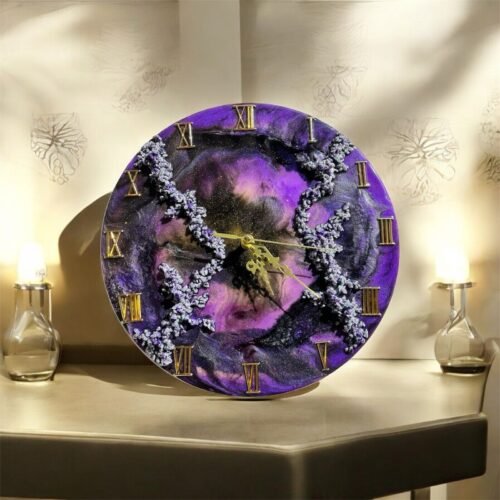 Wall Clock Digital Abstract Purple Modern