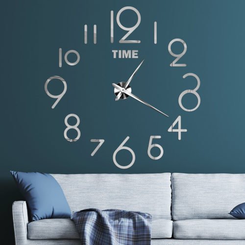 Wall Clock Durable Wide Application Modern 3d Effect Wall Clock Self-adhesive