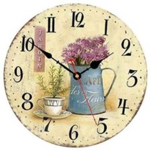 Wall Clock Floral French Vintage Wooden Wall Clock 8 Inch Cafe and Flowers