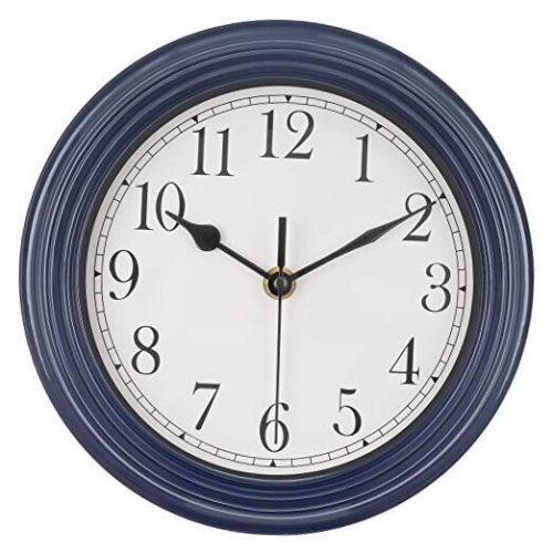 Wall Clock for Living Room Decor, Small Kitchen Wall Clock, 9 inch-Navy Blue