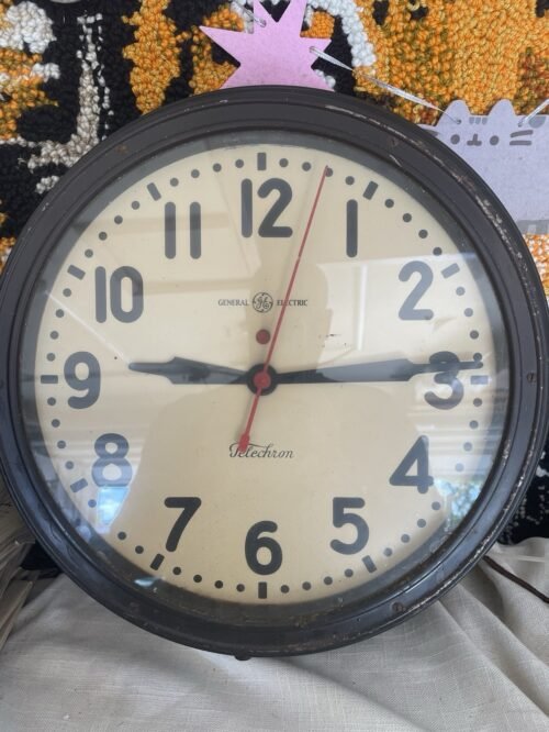 Wall Clock GE INDUSTRIAL RED DOT SCHOOL as is For Parts or Restore