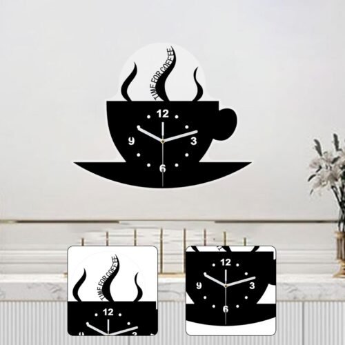 Wall Clock Hanging Clock Home Decor Practical Easy Artwork Fashion Coffee Cup