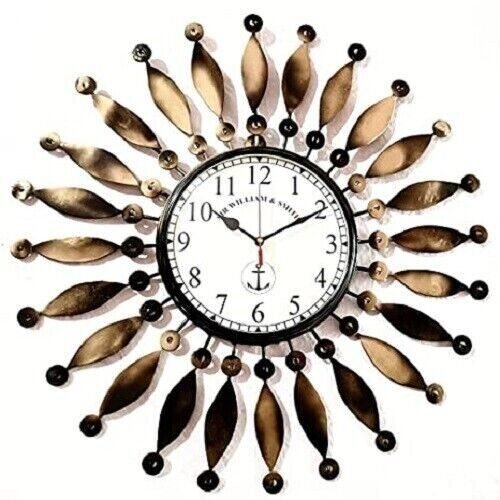 Wall Clock Iron Flower Design Size 20 inch dial 8 inch Colour Golden Black
