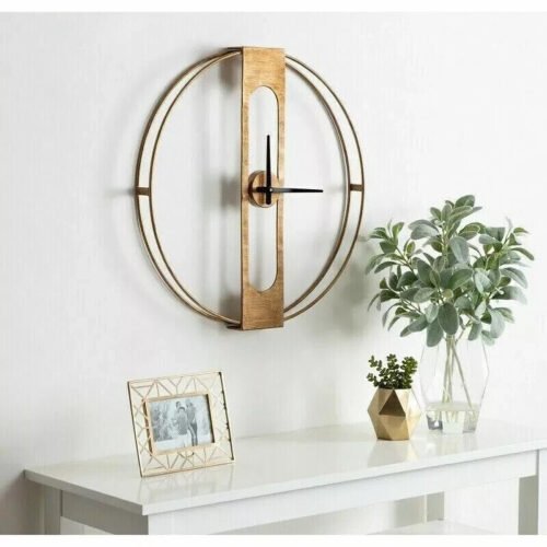 Wall Clock Large Gold Mid Century Modern Living Metal Minimalist Home Decor 24"