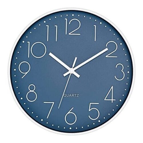 Wall Clock, Large Silent Non-Ticking Wall Clock Battery 14 Inch Cerulean