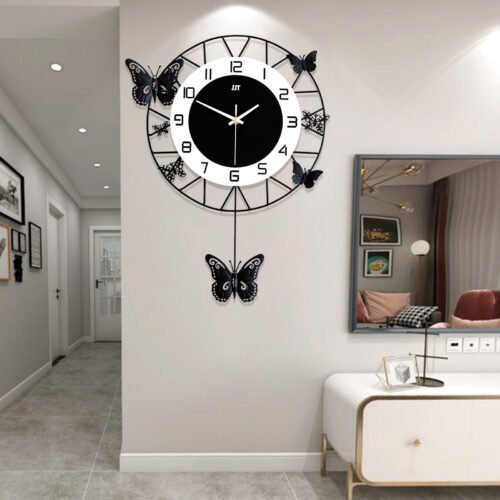 Wall Clock Metal Quartz Pendulum Non Ticking Clock Home Wall Clock Decoration