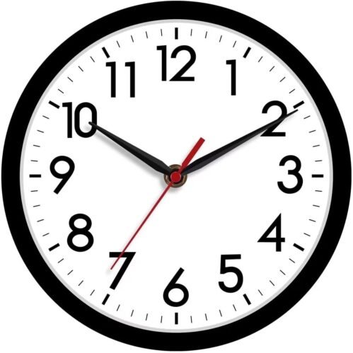 Wall Clock, Modern 8 Inch Battery Operated Wall Clocks, Silent Non Ticking Small