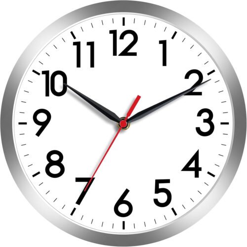 Wall Clock, Modern Small Wall Clocks Battery Operated 8 Inch, Silent Non-Ticking