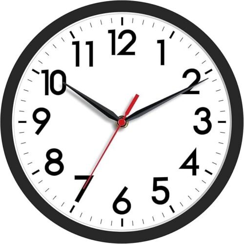 Wall Clock, Modern Small Wall Clocks Battery Operated 8 Inch Silent Non-Ticking