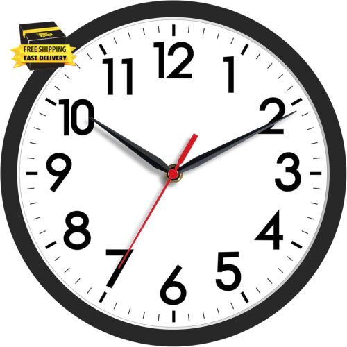 Wall Clock, Modern Small Wall Clocks Battery Operated 8 Inch, Silent Non-Ticking