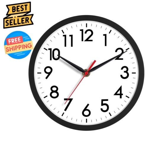 Wall Clock, Modern Small Wall Clocks Battery Operated 8 Inch, Silent Non-Ticking