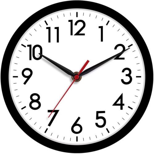 Wall Clock, Modern Small Wall Clocks Battery Operated 8 Inch, Silent Non Ticking
