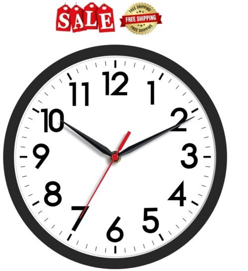 Wall Clock, Modern Small Wall Clocks Battery Operated 8 Inch, Silent Non-Ticking