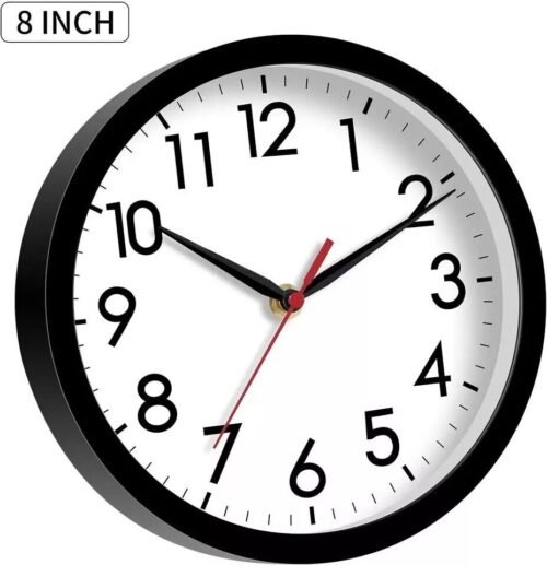 Wall Clock, Modern Small Wall Clocks Battery Operated 8 Inch, Silent Non-Ticking