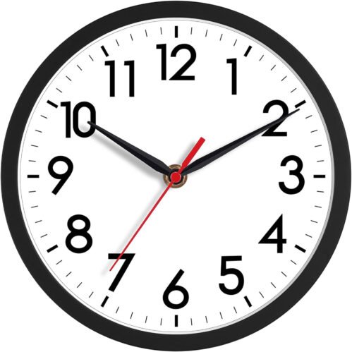 Wall Clock, Modern Small Wall Clocks Battery Operated 8 Inch, Silent Non-Ticking
