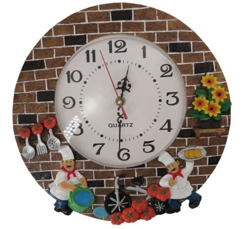 Wall Clock Non - Ticking Whisper,Elegant, Traditional, Decorative,Cook,chef