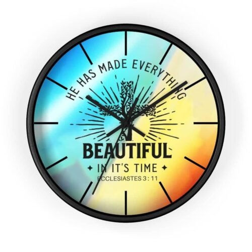 Wall Clock Rainbow Background "He Has Made Everything Beautiful"