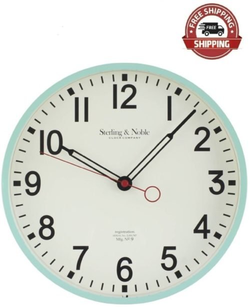 Wall Clock Retro Schoolhouse11.5" Battery Operated Kitchen Bathroom Bedroom Dorm