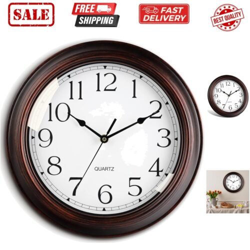 Wall Clocks Battery Operated Silent Non-Ticking Wall Clock 8.5 Inch Small Vin...