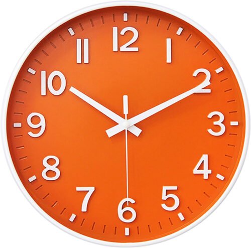 Wall Clocks Battery Operated,Wall Clock Orange,8 inch Wall Clock Silent Non Tick