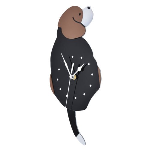 Wall Clock Self Adhesive Waterproof 3D Effect Silent Movement Dog Wall Clock New