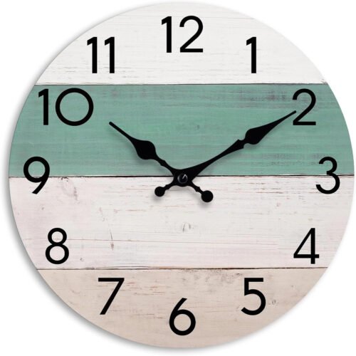 Wall Clock Silent Non-Ticking Wooden Clocks Battery Operated 8 Inch Small Countr