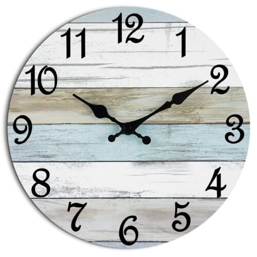Wall Clock Silent Non Ticking Battery Operated Rustic Coastal Country Decorative