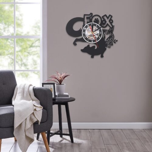 Wall Clocks Retro Fox Vinyl Record Design Hanging Timepiece for Home Decor NEW