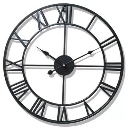 Wall Clocks Roman Numerals Round Metal Iron Accurate 3D Large Hanging Ornament