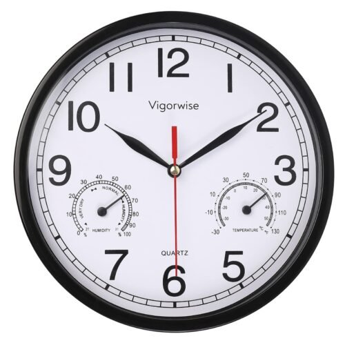 Wall Clock, Sweep Silent Movement Accurate Clocks with Temperature & Humidity...