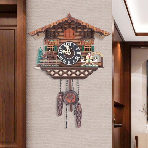 Wall Clock Vintage Antique Wooden Hanging Clock Home Living Room Decor